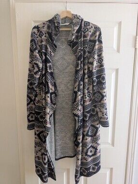 Aztec Inspired Print Long Cardigan